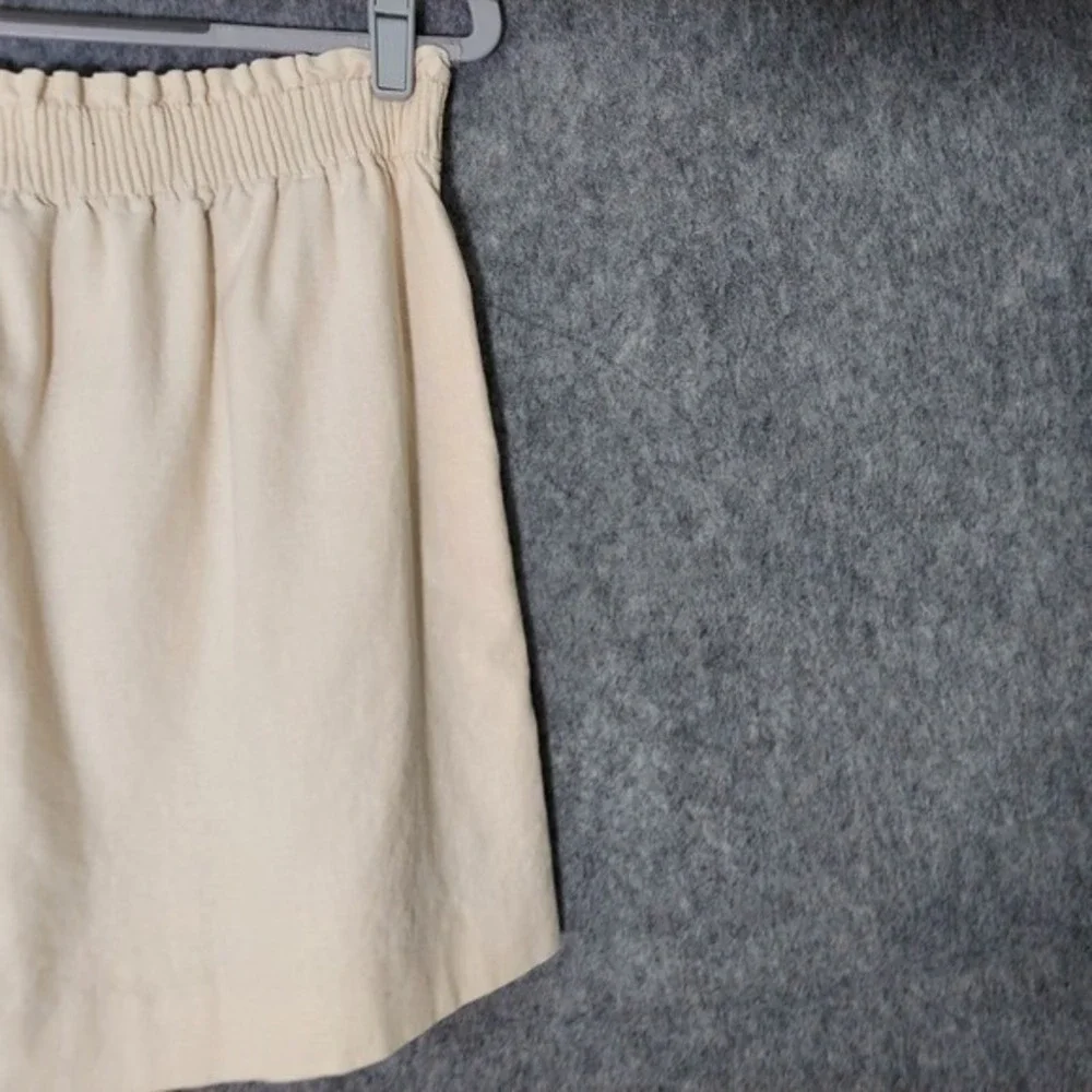 J.Crew Skirt Women 6‎ Beige Linen Paperbag Scallop Pocket Coastal Resort Mini
